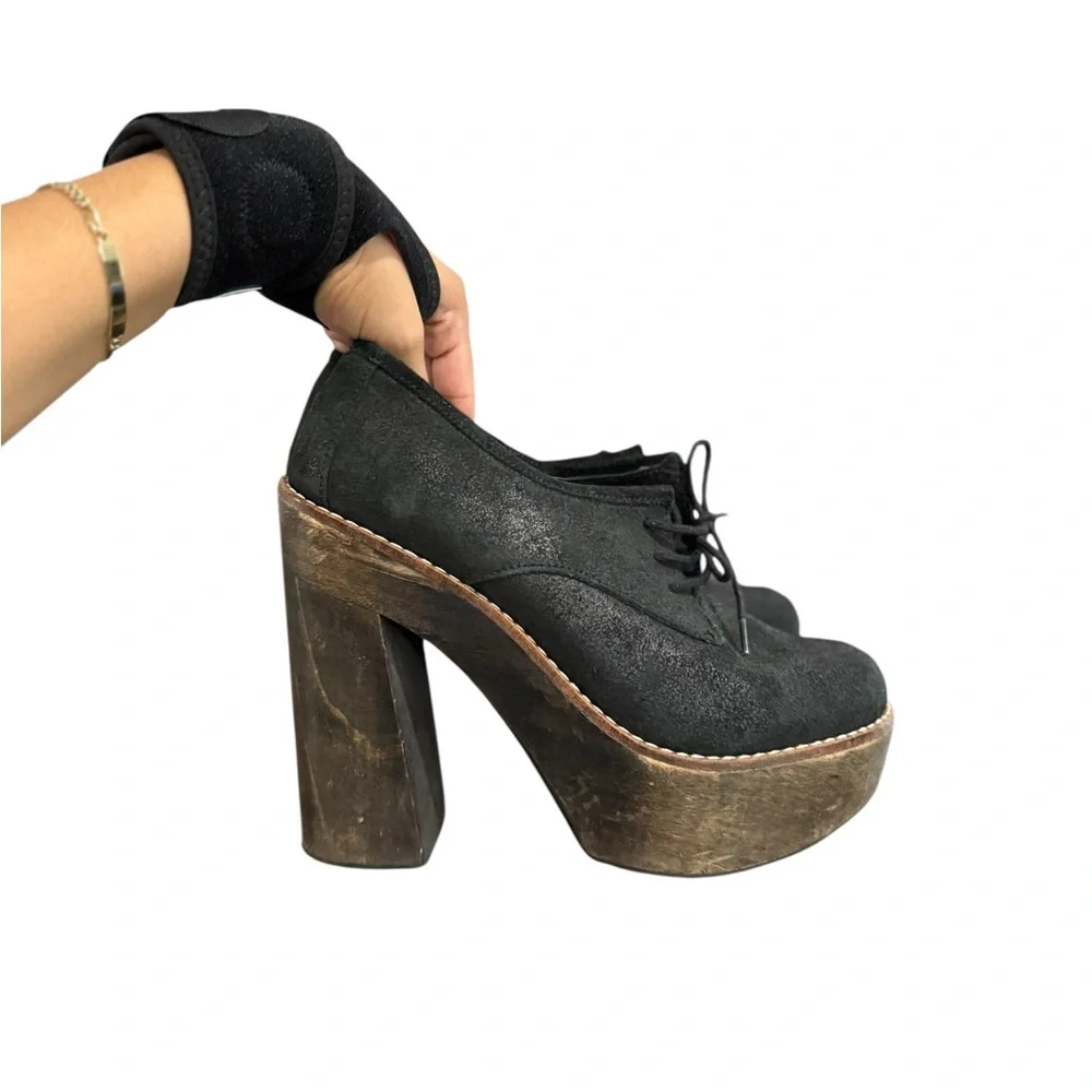 FREEBIRD Piper Suede Leather Platform Lace Up Mary Jane Heels